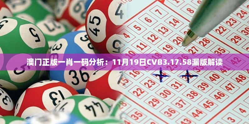 澳门正版一肖一码分析：11月19日CVB3.17.58漏版解读