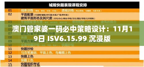 澳门管家婆一码必中策略设计：11月19日 ISV6.15.99 沉浸版