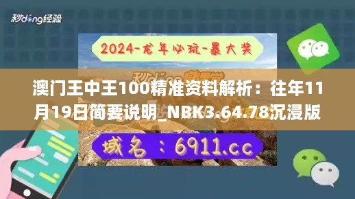 澳门王中王100精准资料解析：往年11月19日简要说明_NBK3.64.78沉浸版