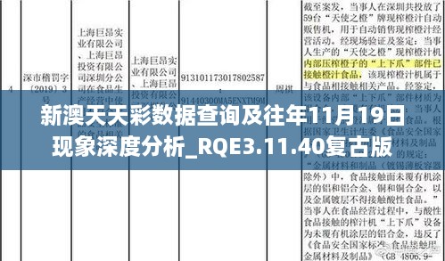 新澳天天彩数据查询及往年11月19日现象深度分析_RQE3.11.40复古版