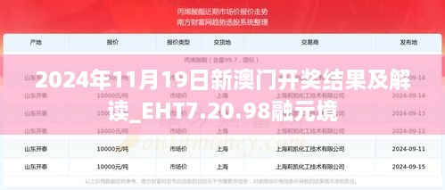 2024年11月19日新澳门开奖结果及解读_EHT7.20.98融元境