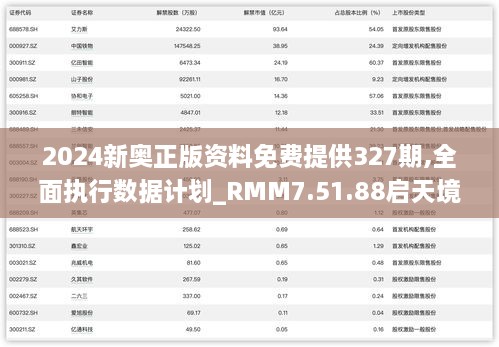 2024新奥正版资料免费提供327期,全面执行数据计划_RMM7.51.88启天境