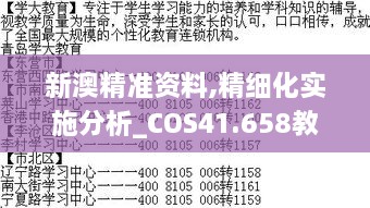 新澳精准资料,精细化实施分析_COS41.658教育版