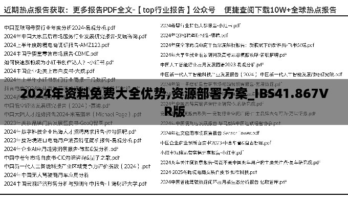 2024年资料免费大全优势,资源部署方案_IBS41.867VR版