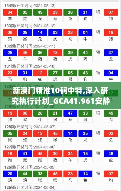 新澳门精准10码中特,深入研究执行计划_GCA41.961安静版