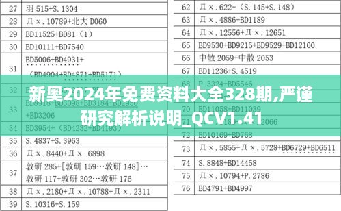 新奥2024年免费资料大全328期,严谨研究解析说明_QCV1.41