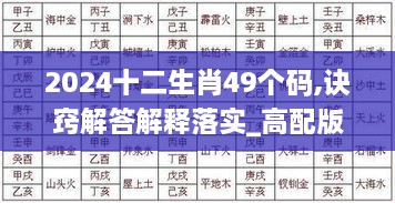 2024十二生肖49个码,诀窍解答解释落实_高配版STC2.56