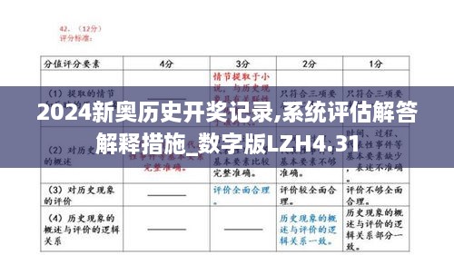 2024新奥历史开奖记录,系统评估解答解释措施_数字版LZH4.31