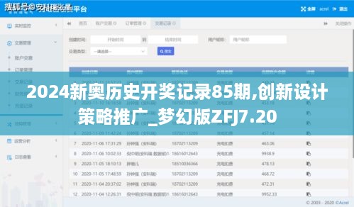 2024新奥历史开奖记录85期,创新设计策略推广_梦幻版ZFJ7.20