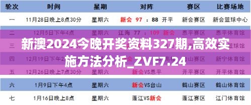 新澳2024今晚开奖资料327期,高效实施方法分析_ZVF7.24