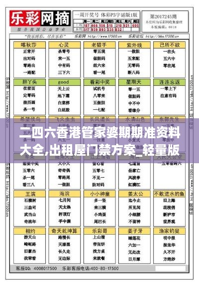 二四六香港管家婆期期准资料大全,出租屋门禁方案_轻量版RNA1.22