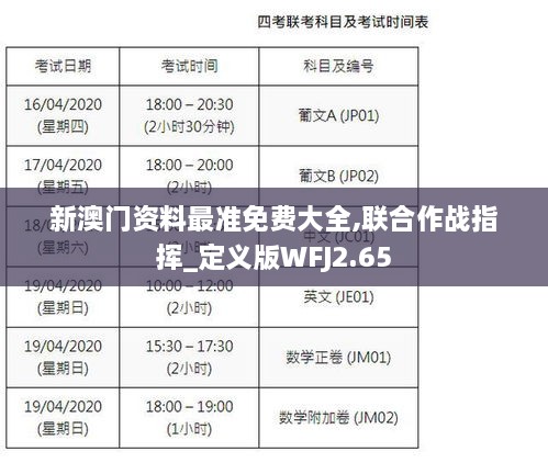 新澳门资料最准免费大全,联合作战指挥_定义版WFJ2.65