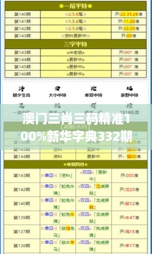 澳门三肖三码精准100%新华字典332期,总结落实解释解答_INF4.51