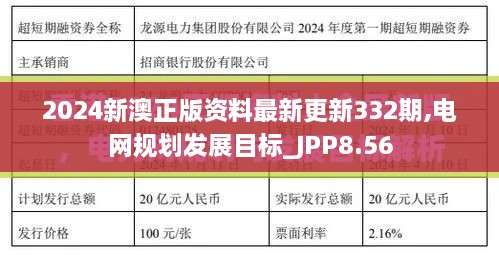 2024新澳正版资料最新更新332期,电网规划发展目标_JPP8.56