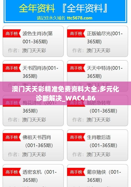 澳门天天彩精准免费资料大全,多元化诊断解决_WAC4.86