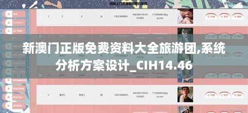 新澳门正版免费资料大全旅游团,系统分析方案设计_CIH14.46