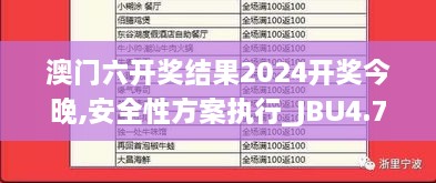 澳门六开奖结果2024开奖今晚,安全性方案执行_JBU4.78