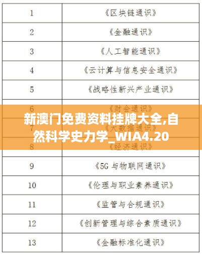 新澳门免费资料挂牌大全,自然科学史力学_WIA4.20