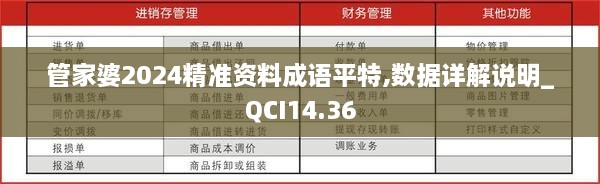 管家婆2024精准资料成语平特,数据详解说明_QCI14.36