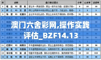 澳门六舍彩网,操作实践评估_BZF14.13