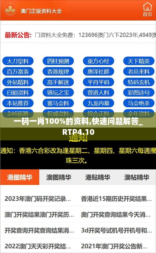 一码一肖100%的资料,快速问题解答_RTP4.10