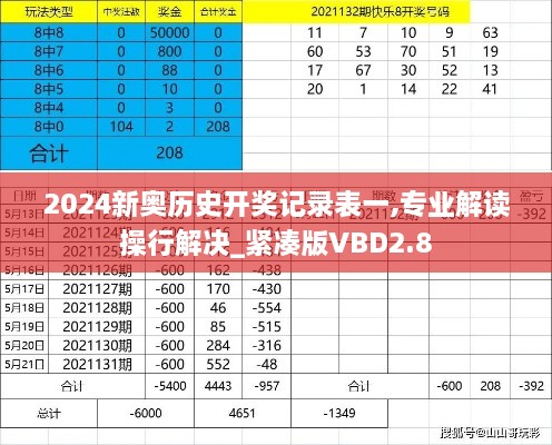 2024新奥历史开奖记录表一,专业解读操行解决_紧凑版VBD2.8