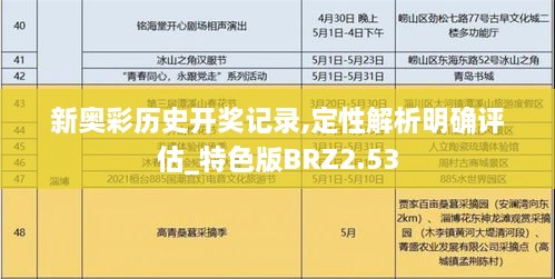 新奥彩历史开奖记录,定性解析明确评估_特色版BRZ2.53