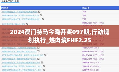 2024澳门特马今晚开奖097期,行动规划执行_炼肉境FHF2.25