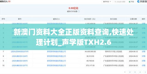新澳门资料大全正版资料查询,快速处理计划_声学版TXH2.6