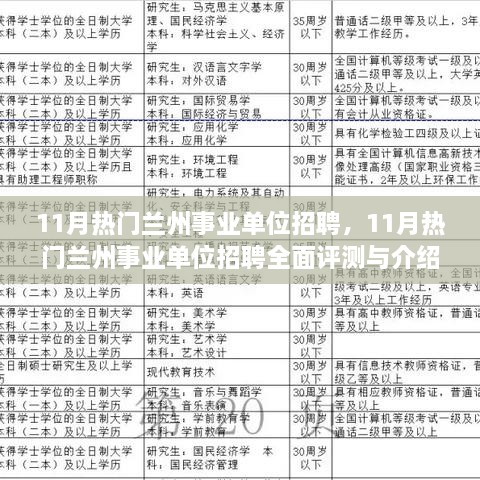 11月兰州事业单位招聘全面评测与介绍，最新岗位信息及报名指南