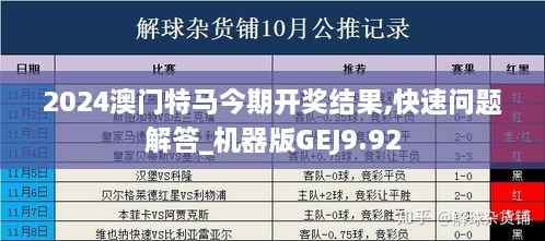 2024澳门特马今期开奖结果,快速问题解答_机器版GEJ9.92