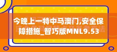 今晚上一特中马澳门,安全保障措施_智巧版MNL9.53