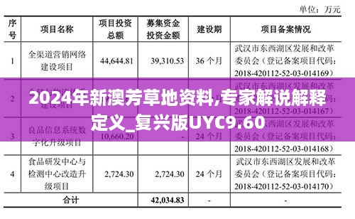 2024年新澳芳草地资料,专家解说解释定义_复兴版UYC9.60