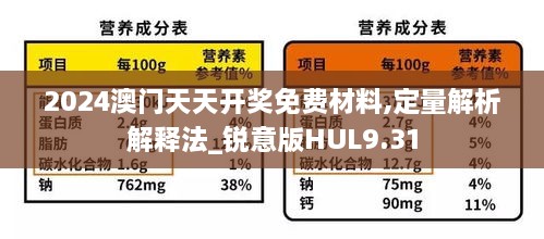 2024澳门天天开奖免费材料,定量解析解释法_锐意版HUL9.31