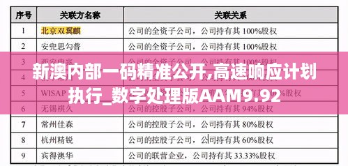 新澳内部一码精准公开,高速响应计划执行_数字处理版AAM9.92