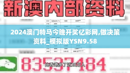 2024澳门特马今晚开奖亿彩网,做决策资料_模拟版YSN9.58