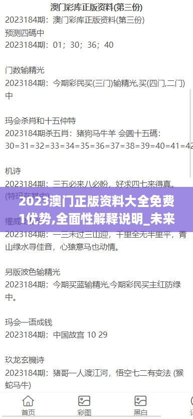 2023澳门正版资料大全免费1优势,全面性解释说明_未来版BRQ7.7