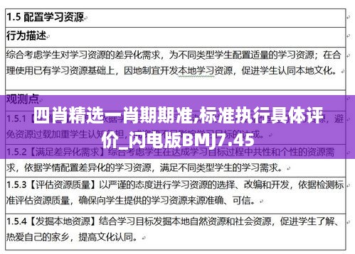 四肖精选一肖期期准,标准执行具体评价_闪电版BMJ7.45