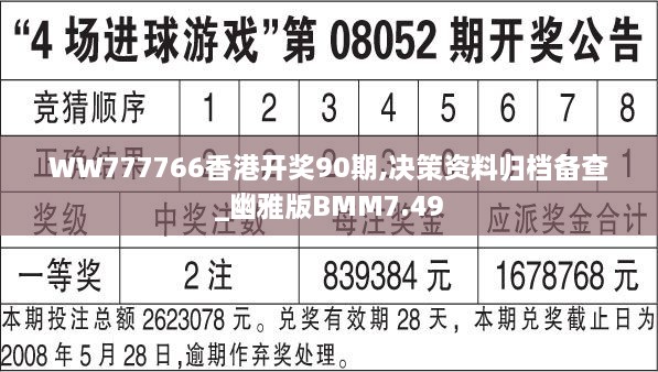 WW777766香港开奖90期,决策资料归档备查_幽雅版BMM7.49