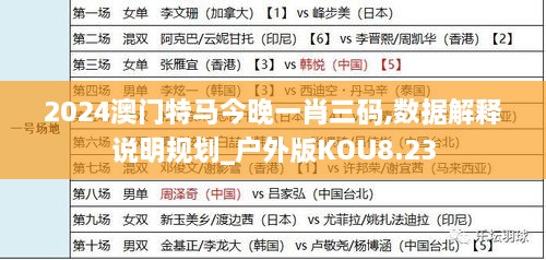 2024澳门特马今晚一肖三码,数据解释说明规划_户外版KOU8.23