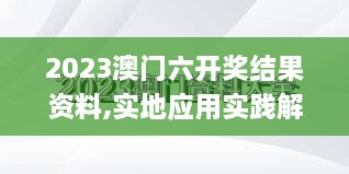 2023澳门六开奖结果资料,实地应用实践解读_影像处理版SNZ8.50