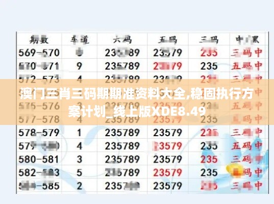 澳门三肖三码期期准资料大全,稳固执行方案计划_线上版XDE8.49