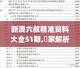 新澳六叔精准资料大全51期,專家解析意見_感知版JEU8.44