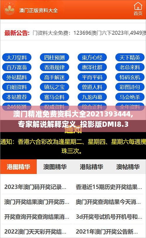 澳门精准免费资料大全2021393444,专家解说解释定义_投影版DMI8.3