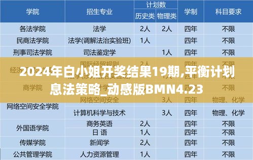 2024年白小姐开奖结果19期,平衡计划息法策略_动感版BMN4.23