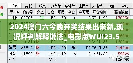 2024澳门六今晚开奖结果出来新,现况评判解释说法_电影版WUI23.516