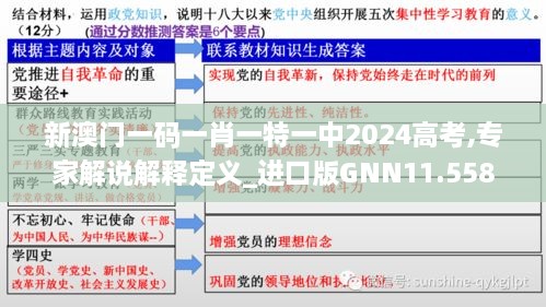 新澳门一码一肖一特一中2024高考,专家解说解释定义_进口版GNN11.558