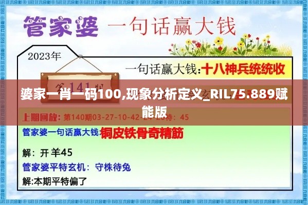 婆家一肖一码100,现象分析定义_RIL75.889赋能版