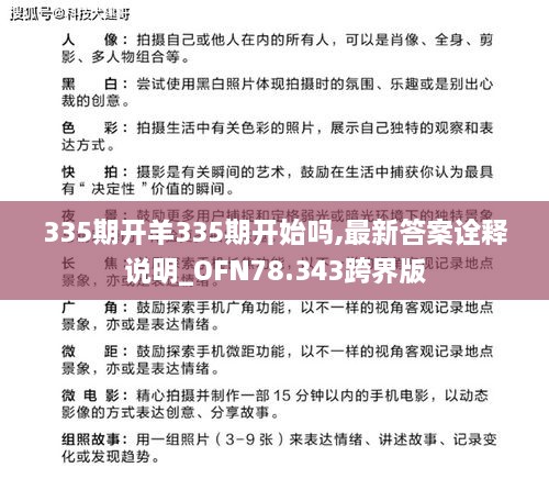 335期开羊335期开始吗,最新答案诠释说明_OFN78.343跨界版