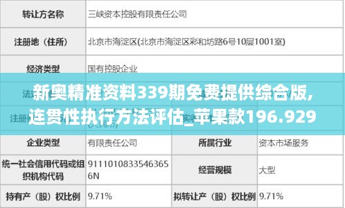 新奥精准资料339期免费提供综合版,连贯性执行方法评估_苹果款196.929-6